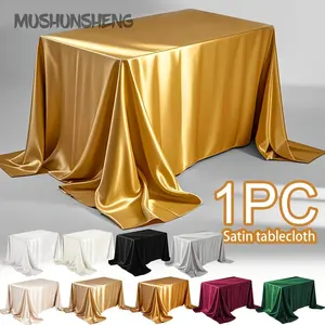 Smooth Satin Rectangular Tablecloth Set, Rectangle Table Cover, Perfect for Engagement Ceremony, Wedding, Banquet, Restaurant, Christmas, Party Events