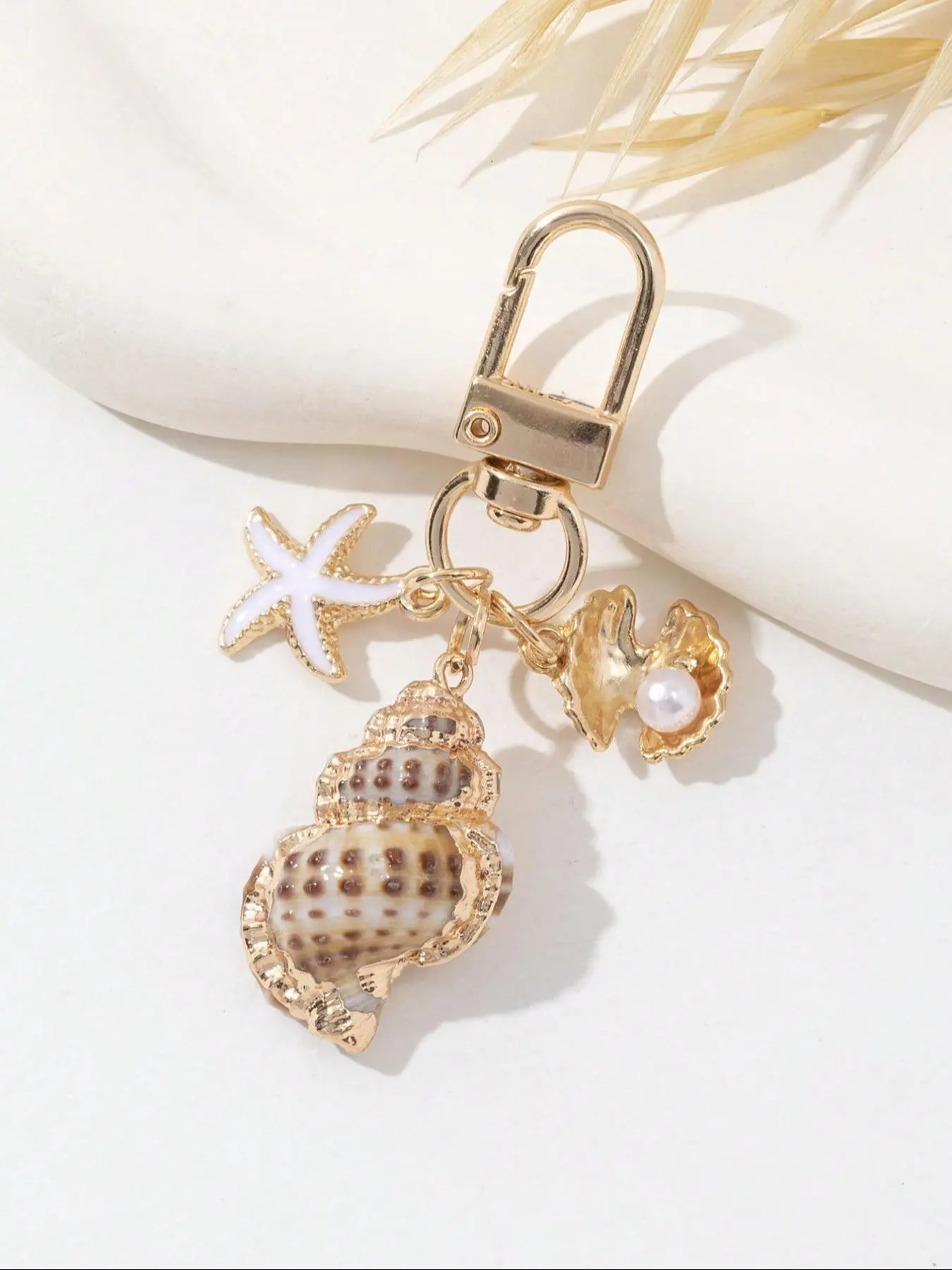 Shell & Starfish & Conch Design Keychain, Fashionable Aesthetic Keychain for Women & Men, Trendy All-match & Exquisite Keychain for Birthday Gift, Charm Keychain