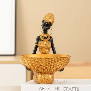 African Tribal Resin Sculpture Craft, Multifunctional Decorative Storage Ornament, Home Decoration for Living Room Bedroom Bookshelf Coffee Corner, Home Decor Sculptures, Resin Figurine Statue