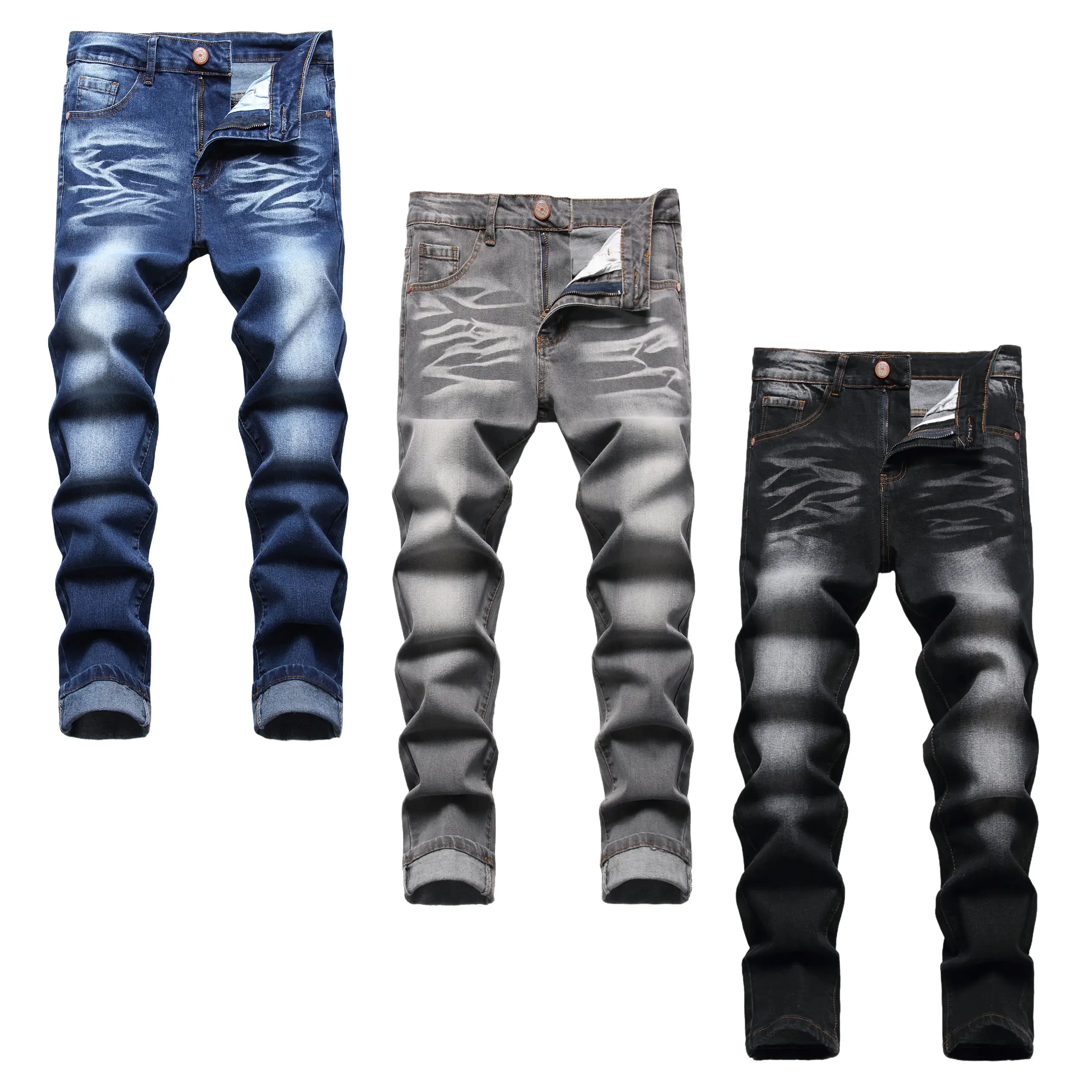 JUNBAOSS Men's Multi Pack Slim Fit Stretch Jeans Ripped Skinny Jeans for Men, Distressed Straight Leg Fashion Casual Popular Chic Comfort Flex Waist Denim Pants, Menswear Classic Street Style Cotton Fabric Jean Natural Hipster Personalized Stylish Jeans O