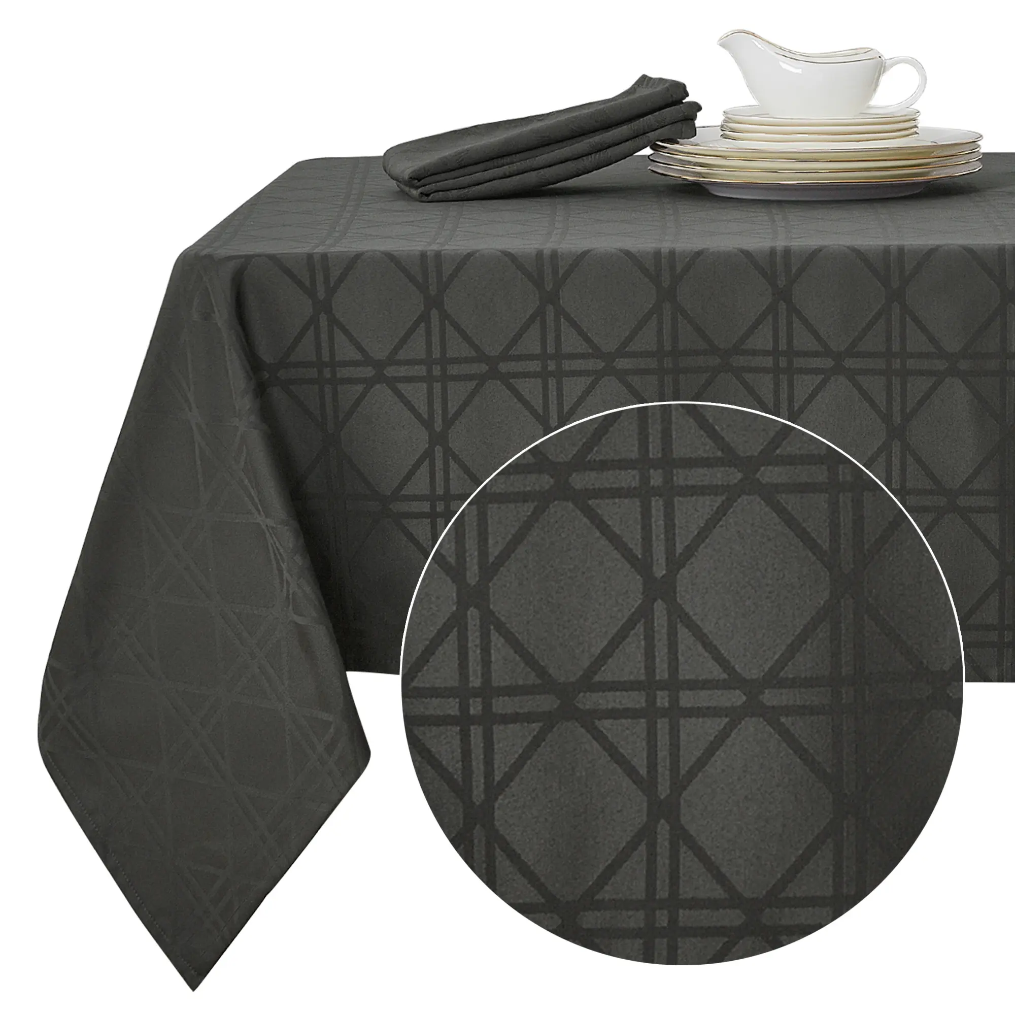 Deconovo Decorative Jacquard Square Tablecloth Wrinkle and Water Resistant Spill-Proof Tablecloths with Geometric Patterns for Outdoor Picnic