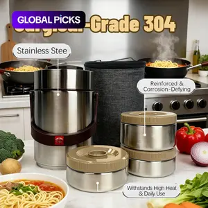67.63oz 304 Stainless Steel Vacuum Insulation Lunch Box with Insulated Bag Portable 3 Layer Insulated Lunch Compartment Vacuum Insulated Barrel Thermal Lunch Boxes Leakproof Insulated Lunchbox Containers Leakproof Food Containers