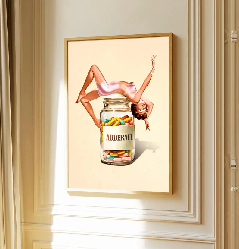 Trippy Surreal Collage Art Print, Retro Dopamine Decor