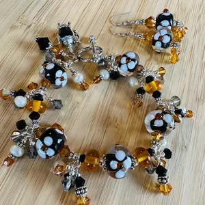 Lampwork Glass & Sterling bracelet set