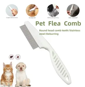 Pet deshedding comb and flea/lice comb (for dogs and cats) — promotes coat growth, removes shedding hair, tangles, and dandruff; fun for outdoor activities.