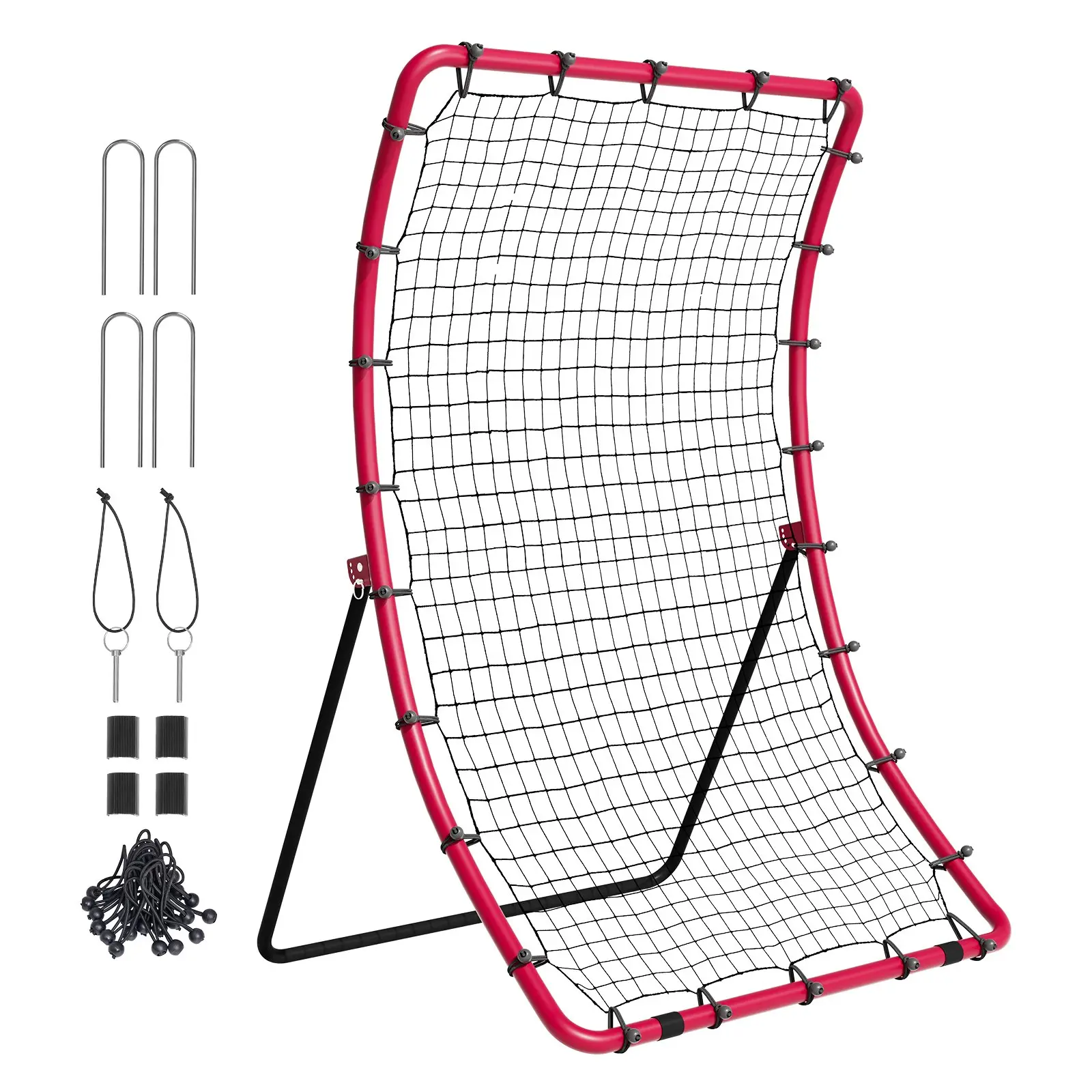 VEVOR Baseball And Softball Rebounder Net, 4 x 5.5 ft PitchBack Baseball Pitching Nest, Pitch Return Trainer Rebound Net with Pitching Target, All Angle Fielding Rebound Net for Grounders Pop Flies, 4X5.5 ft, Angle Adjust
