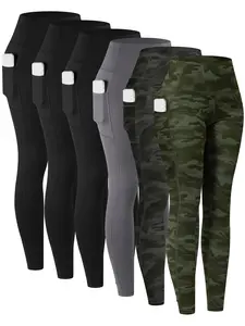 【Local shipping 】CHRLEISURE 6-PACK High Waist Pants With Pockets Running Yoga Leggings for Women Workout Leggings with Pockets