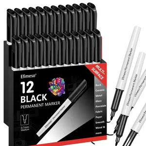 Permanent Markers Fine Point Black 12 Pack – Quick-Dry, Fade & Water Resistant, Bold Marks on Plastic Metal Wood Paper Glass writing tool