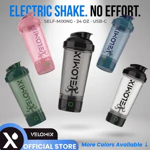 VELOMIX 24oz Electric Protein Shake Mixer Bottle - USB-C Rechargeable Drink Mixer, Leak-Proof, 80 Mixes per Charge, 1-Touch Operation, Easy-Clean, Durable BPA-Free PP/PE Plastic, for Gym Accessories