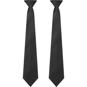 2 Pieces Men's Clip on Ties 20 Inches Solid Color Clip on Ties Pre Tied Neckties for Office Uniforms