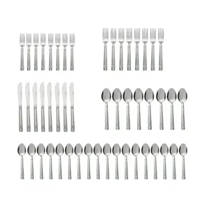 Elena 49 Piece Stainless Steel Flatware and Organizer Tray Value Set Silver, Service for 8