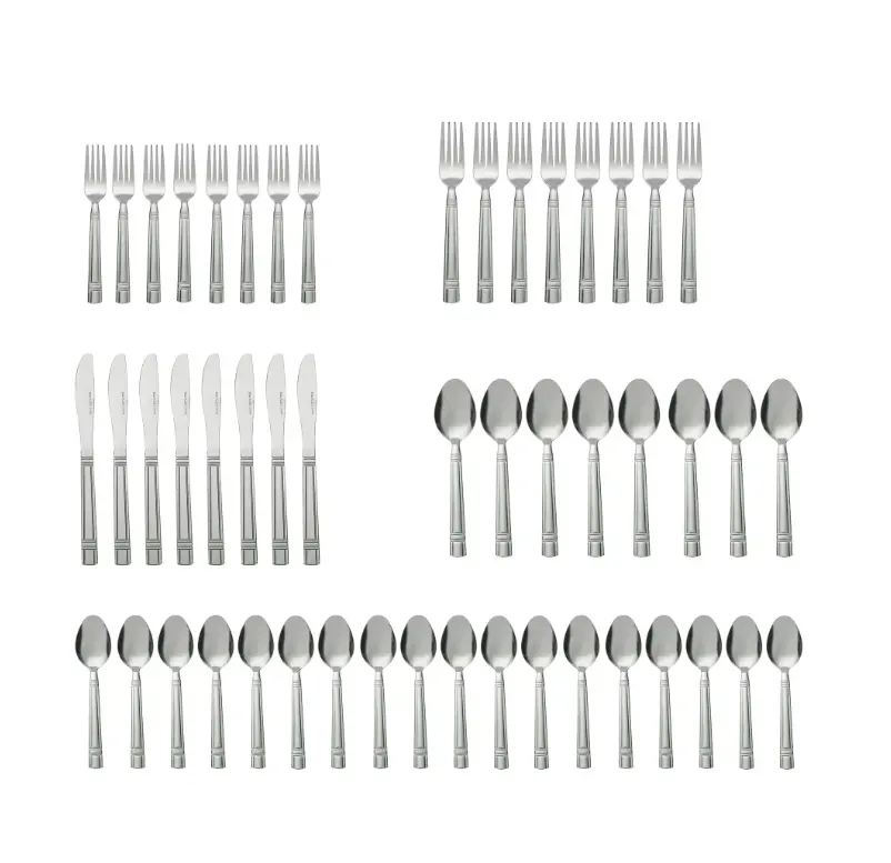 Elena 49 Piece Stainless Steel Flatware and Organizer Tray Value Set Silver, Service for 8