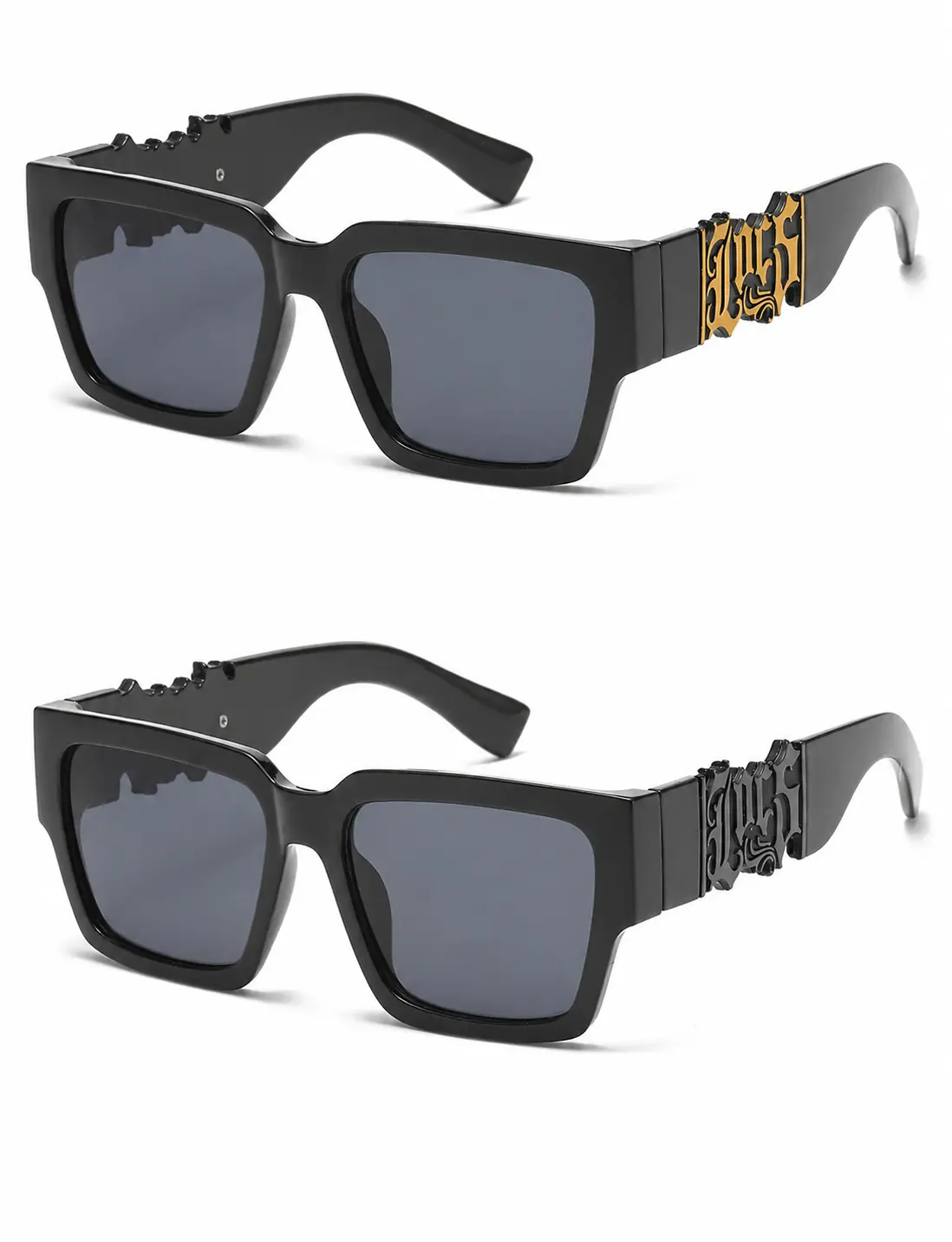LOCS Sunglasses — Square Frame Shades I Black Out | Matte Black, Smoke Lens, UV400 Protection - Dark Lens