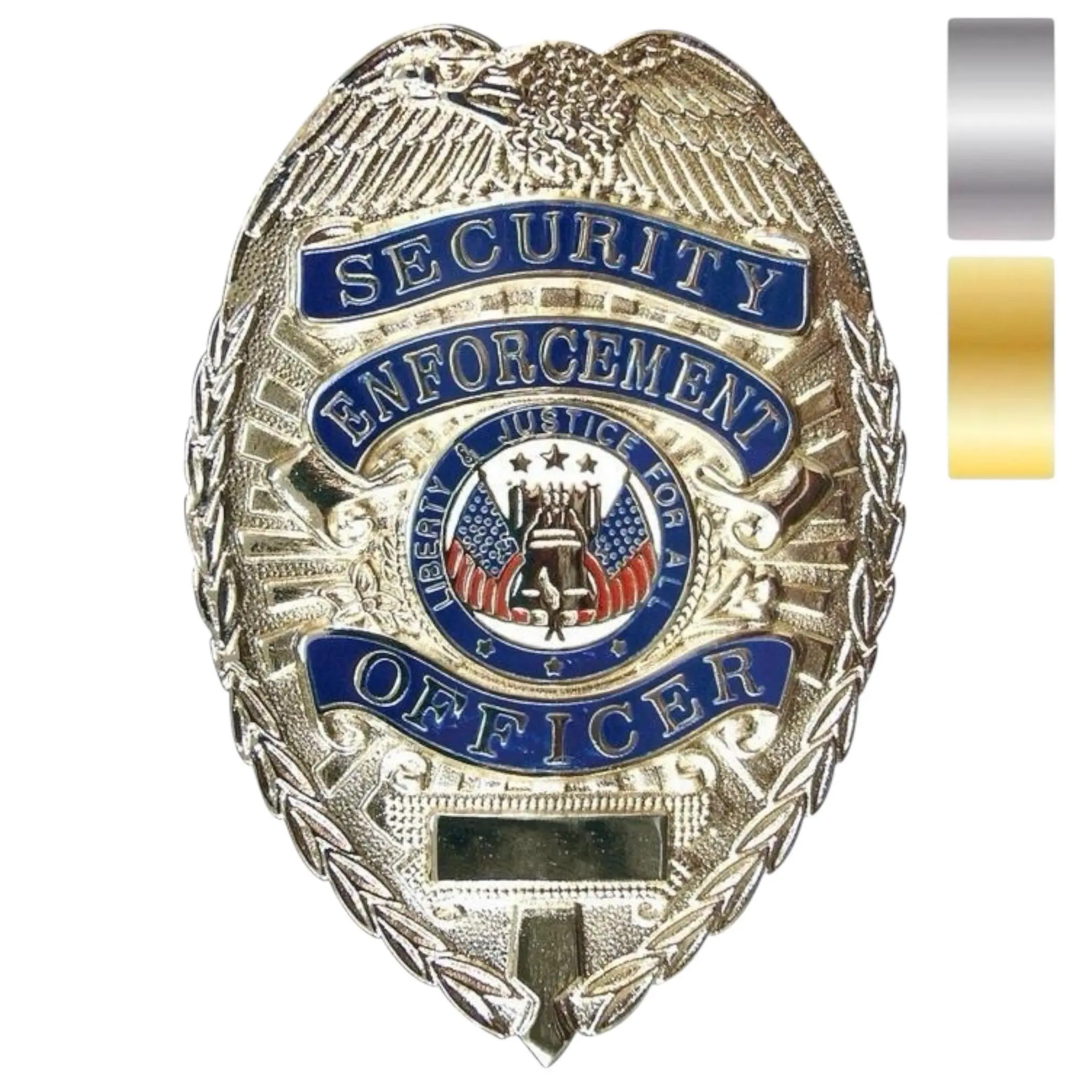 Deluxe Gold Badge Shield Costume Prop for Cosplay & Events - Security Guard Style Costume Pin – Metal Uniform Accessory, Security Style Uniform Accessory, Deluxe Security Style Costume Emblem