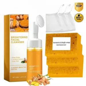 Turmeric Wash and Care two PieceSetTurmericCleansing Mousse, Turmeric SoapFacialCleansing Skincare FacialCleansing CleanserFacial Wash Comfort,Father's Day Gift soap Face Cleaner New Year gifts