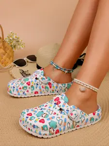 Women's Cute Cartoon Nurse Print Slide Sandals, House Slippers, Home Slippers, Home Bathroom Slippers, Casual Comfortable Indoor Shoes, Quick-Drying Eva Sole, All-Season Footwear, Trendy Casual Slippers