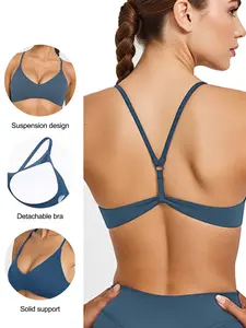 Ladies' Nude-Feel Sensual Cross-Back Bra Padded Design Sports Bra Yoga Wear Outerwear Sensual Backless Bra Training Bra Quick-Dry Backless Backless Y-Shaped Nude-Feel Skin-Friendly Sports Vest Professional Fitness Training Yoga Wear Workout Bra