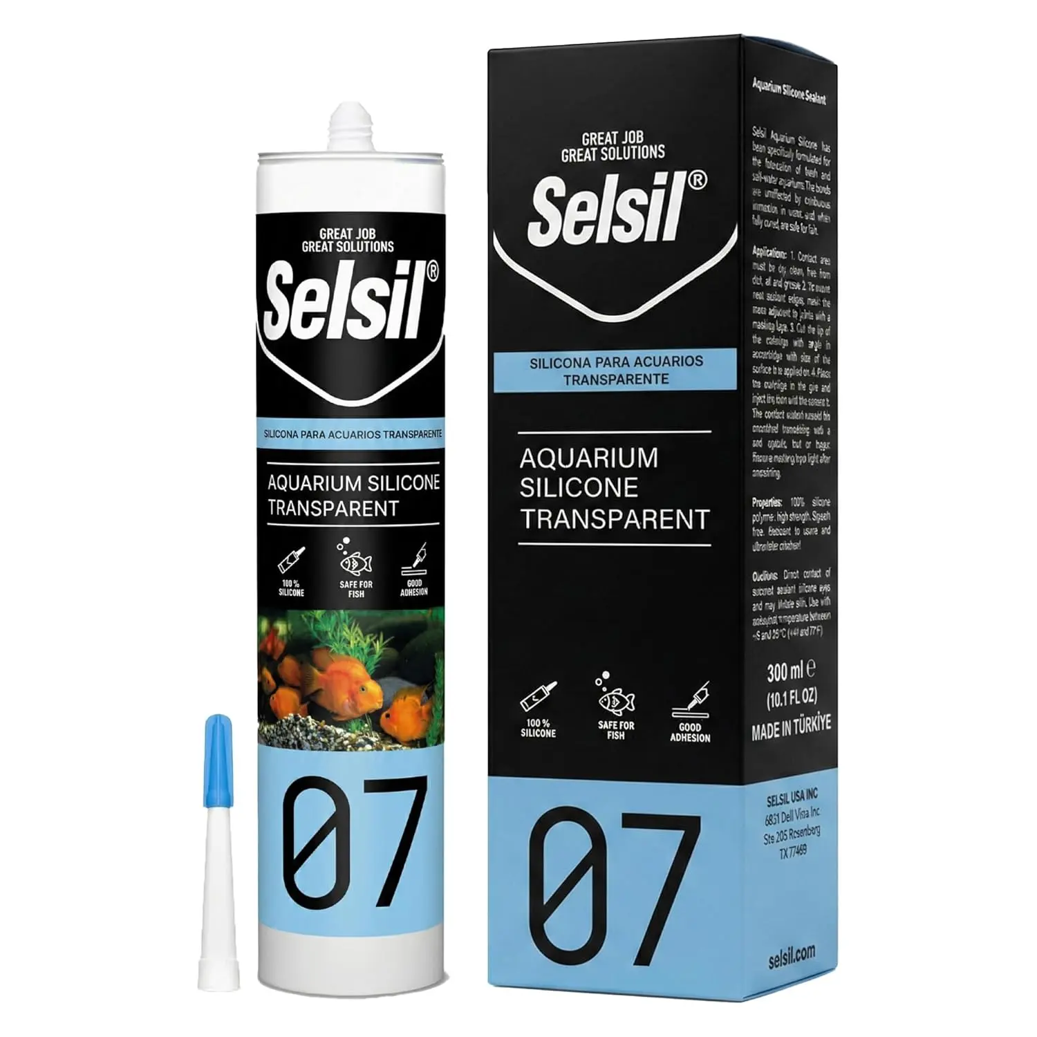 Aquarium Silicone Clear Sealant - High Elasticity, Safe for Fish, Solvent-Free, Ozone-Resistant, Transparent 10.14 Fl Oz, 1 Pack
