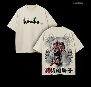 Toga Himiko My Hero Academia Anime Double Printed Vintage Washed Tee Unisex Oversize Heavyweight Cotton T-shirt for Anime Fans and Loversư