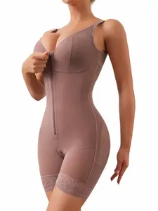 1 Count Women's Slimmer Body Shaper Jumpsuit, Underwear, Fajas, Solid Color Body Shaperwear, Colombian Shapewear, Firm Control Girdle, Firm Waist And Lift Buttocks Shapewear Bodysuit, Tummy Control, Lace Anti-Slip Strip, Perfect For Sports, Fitness, Yoga