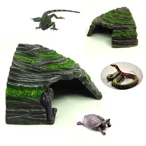 Resin Reptile Hide Cave - Realistic Rock Perfect Hideout for Gecko, Snake, Turtle - Ideal for Home Living Room, Pet Shop Decor