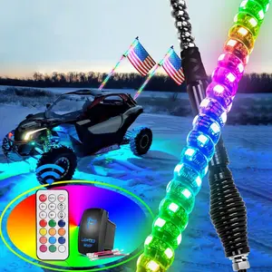 Nilight 2 Pack 6 Foot RGB Spiral LED Whip Lights – Color Changing Lighted Antennas with RF Remote and Spring Mount – For Off Road Vehicles Trucks ATVs UTVs dealsforyoudays