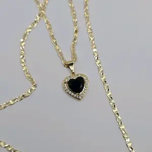 HEART Necklace black color gold-plated regular chain style 18"inches 24"inches available