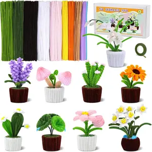 611 count Pipe Cleaner Flower Kit, Pipe Cleaners Bulk, 10 Colors Pipe Cleaners , Chenille Stem Pipe Cleaners Craft for Mother's Day Decorations with Video Tutorial, Flower Wire, Floral Tape
