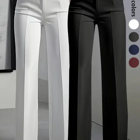 2-Pack Women's Business Casual Bottoms with Pockets Fashion Elegant Plain Zipper Fly Pockets Straight-Leg Woven Pants for All Seasons Classy Casual Trousers