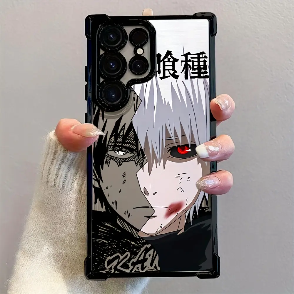 New Trendy Anime Tokyo Ghoul Phone Case Compatible with for samsung for Galaxy S25 S24 S23 S22 S21 FE Ultra Plus 4G 5G, Shockproof Transparent Soft Back Cover Protective Personalized Casing., Animal, Accessories, Cellphone, Colorful, Full Coverage, Tpu