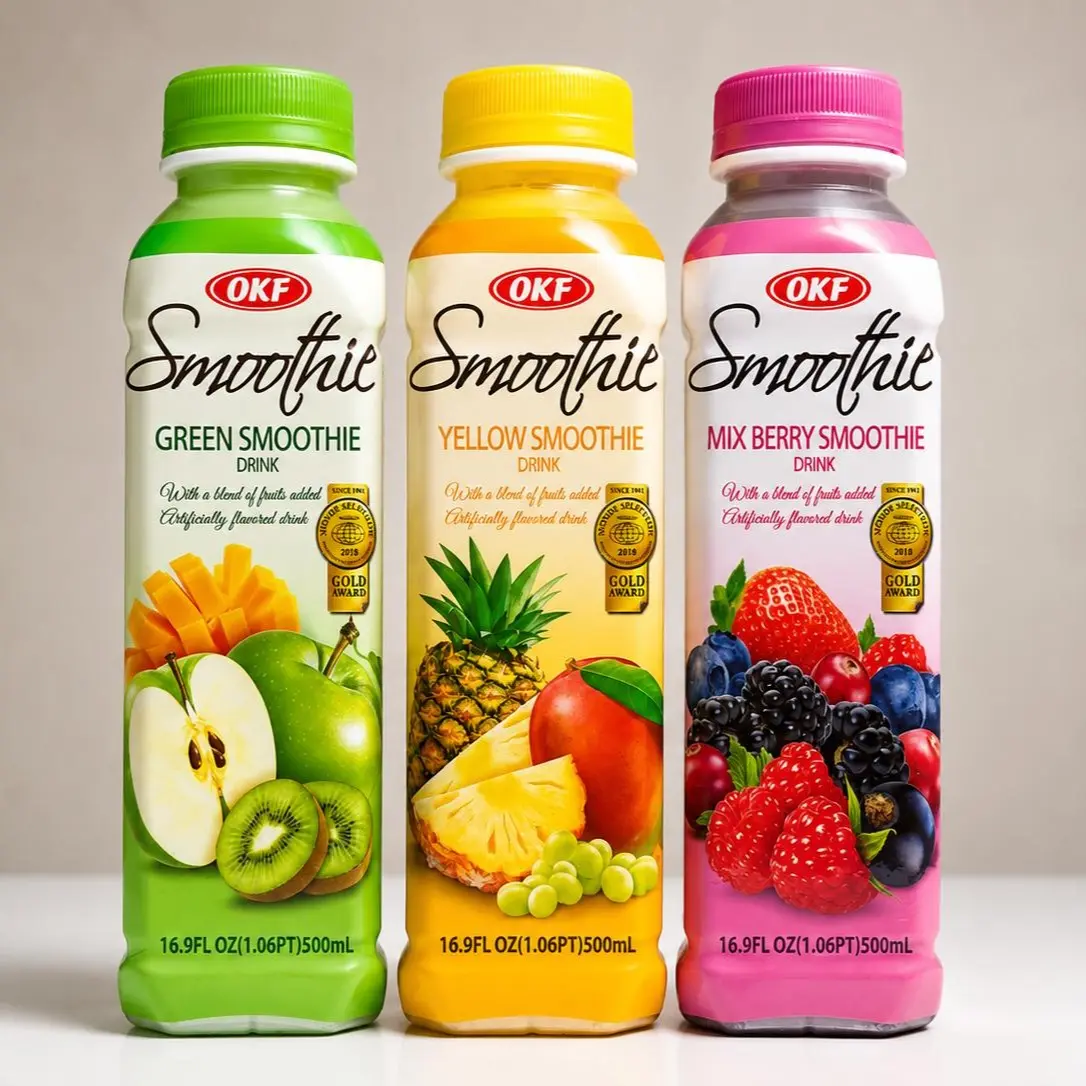 OKF Smoothie Variety Pack - Green,Yellow & Mix Berry - 3 Bottles,500 ml  each