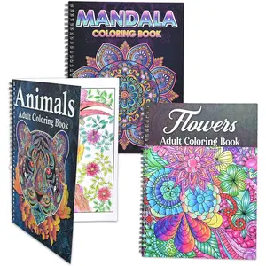 3 Pack Adult Stress Relief Coloring Book,60 Page Mandalas,Animal & Flower Patterns,Spiral Bound Women Coloring Books for Mindfulness & Relaxation for Christmas,Birthday&Holiday Party Gifts
