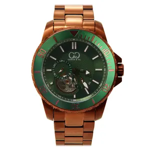 Curtis and Co. BIG TIME ROYALE 45mm Brown Case Green Dial Luxury Miyota Automatic Watch 10 ATM Water Resistant Stainless Steel Bracelet for Men Women Elegant