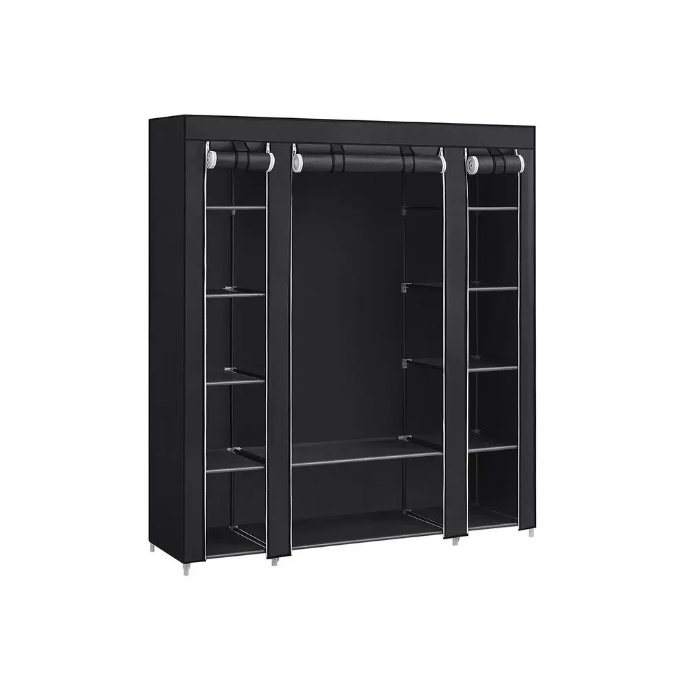 SONGMICS Closet Wardrobe, Portable Closet for Bedroom, Clothes Rail with Non-Woven Fabric Cover,  12 Compartments Furniture Organization