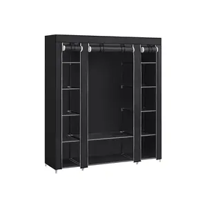 【Deals For You】SONGMICS Closet Wardrobe, Portable Closet for Bedroom, Clothes Rail with Non-Woven Fabric Cover,  12 Compartments Furniture Organization