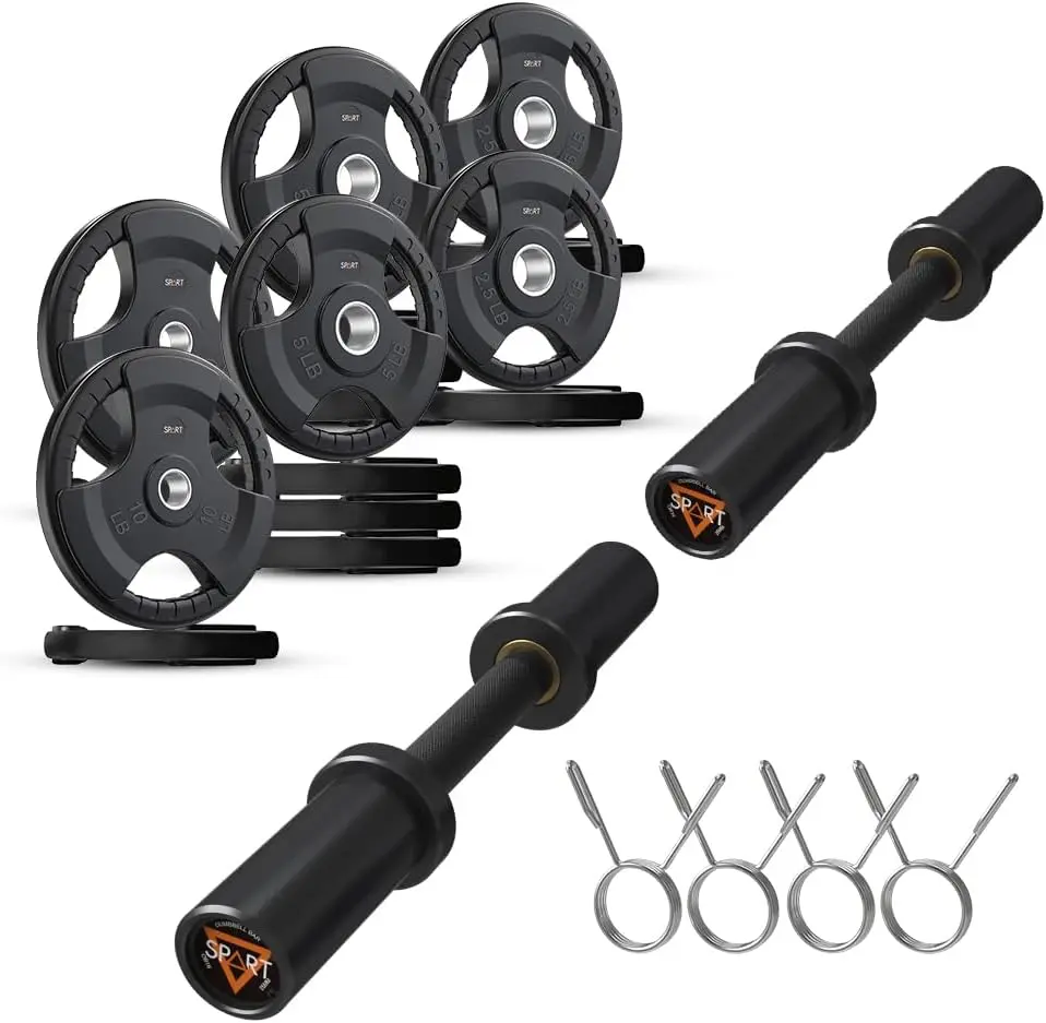 16" Olympic Dumbbell Handles, Pair of Loadable Dumbbell Bar Set for 2 Inch Olym SPART