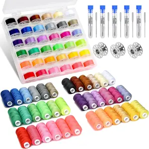 125 count Sewing Thread Kit, 36 Assorted Colors Machine Threads with Spools, 400 Yards Prewound Bobbins Threads Set with 50 count Machine  for Universal Sewing Machines Use