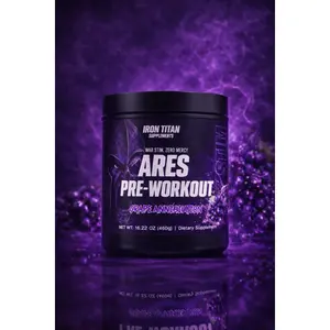 Ares' High-Stim Pre-Workout Formula Powder, Edible Fitness Energy Supplement - Grape Annihilation Flavor, Focus & Muscle Support Dietary Performance Enhancer