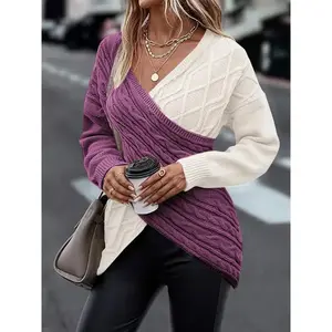 Plus Size Twist Dye Sweater, Casual Long Sleeve V Neck Knitwear for Fall Winter, Women's Oversized Clothing, Stylish and Comfortable