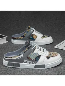 Summer Men's Breathable Thick Sole Half Slippers, Lightweight Breathable Slippers, Comfortable Fashion Large Size Non-Slip Sandals, Casual Wear Shoes