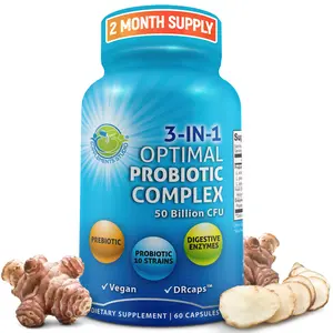 SUPPLEMENTS STUDIO 3-in-1 Probiotics, Prebiotic & Digestive Enzymes for Women & Men - Vegan Gut Health Support - Delayed Release Capsules - Easy to Swallow - 60 Capsules