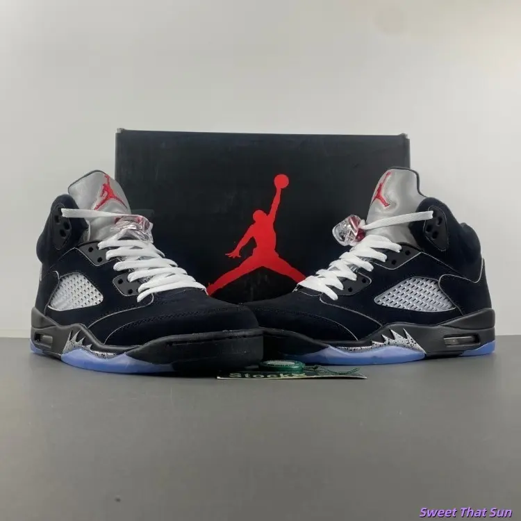 Brand New Sealed with Original Shoe Box Unisex Matte Black Suede Silver Accent Ice Blue Two-Tone High Top Basketball Collectible Sneakers Breathable Mesh Transparent Crystal Rubber Outsole Dark Streetwear Daily Athletic Footwear Teen Fashion Casual Shoes