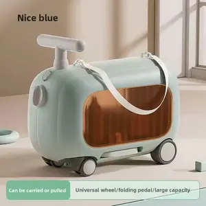 Langkes Premium Ride On Luggage 2 in 1 Kids Travel Suitcase Stroller Carry On Approved Lightweight Childrens Scooter Trunk Storage Box