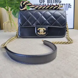 Pre-owned CHANEL Black Gold Mini Classic Flap
