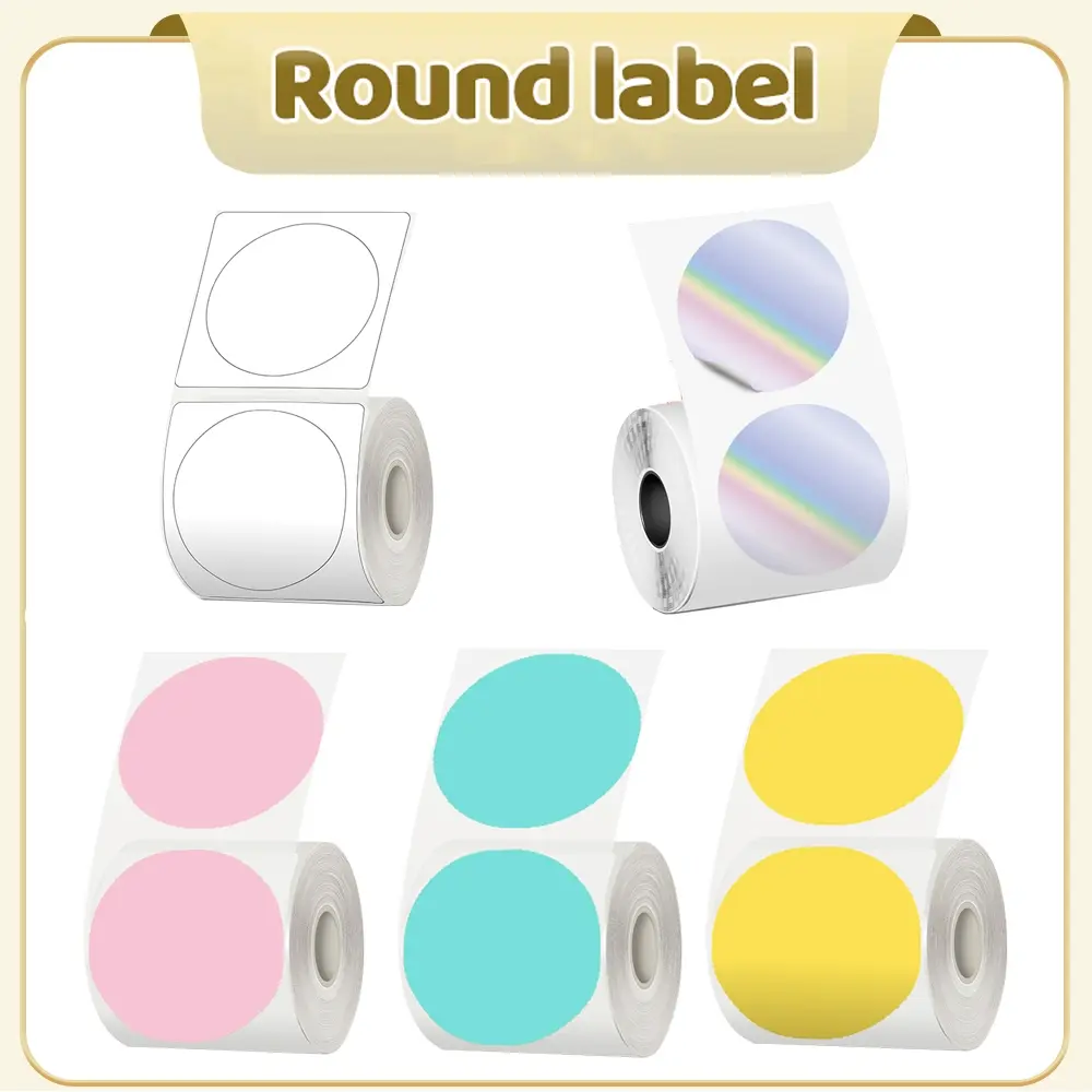 50x50mm Round Adhesive Labels, Sticky Labels, Direct Thermal Labels, Thermal Printing Labels, Labels For Printer, 150 Roll for Phomemo M110 M200 M220 M120 M221, Durable Thermal Paper Stickers