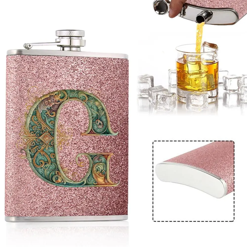 8oz Stainless Steel Hip Flask, 1 Count Leakproof Portable Travel Flask, Wine Bottle, Drinkware Accessories for Purse Pocket, Gift for Friend