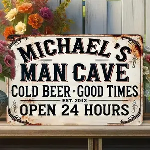 Vintage Style Aluminum Sign Cold Beer Good Times 24 Hour Foil Engraved UV Printed Waterproof Outdoor Metal Plaque
