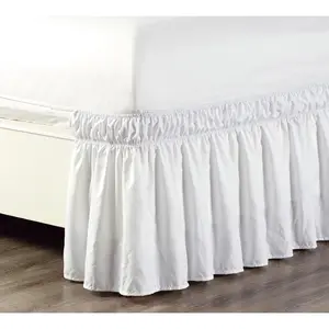 - Wrap Around 21 inch Long Fall White Ruffled Elastic Solid Bed Skirt Fits  ,  and Cal  Size Bedding High Thread Count Microfiber Dust Ruffle, Soft & Wrinkle Free.