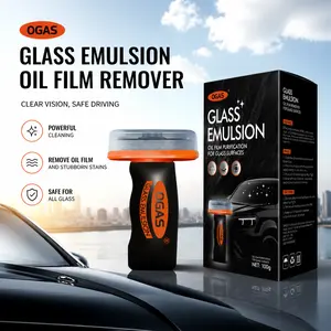 OGAS Glass Emulsion Oil Film Remover – Heavy-Duty Windshield Degreaser & Glass Stripper, Streak-Free Anti-Glare Crystal Clear Vision for Rainy Night Driving, Stops Wiper Chatter, Safe DIY Kit with Applicator