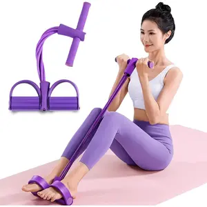 Upgraded Multifunction Tension Rope Pedal Ankle Puller 6-Tube Elastic Yoga Pedal Puller Resistance Band for Sit Up Exercise Fitness Equipment